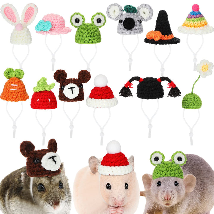 Mini Hats for Hamsters, Guinea Pigs & Small Pets - 12 Pack