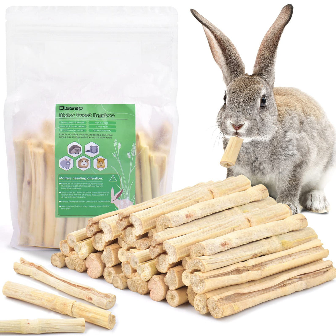 Sweet Bamboo Chew Sticks for Rabbits & Guinea Pigs - 700g for small pets from Burrowly.