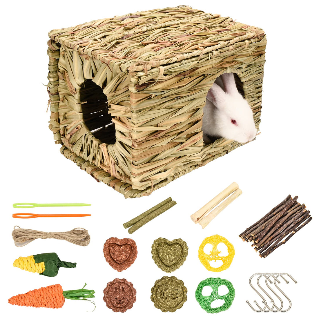 Handwoven Grass Hideout for Rabbits & Guinea Pigs for hamsters, guinea pigs, rabbits, chinchillas from Burrowly small pe