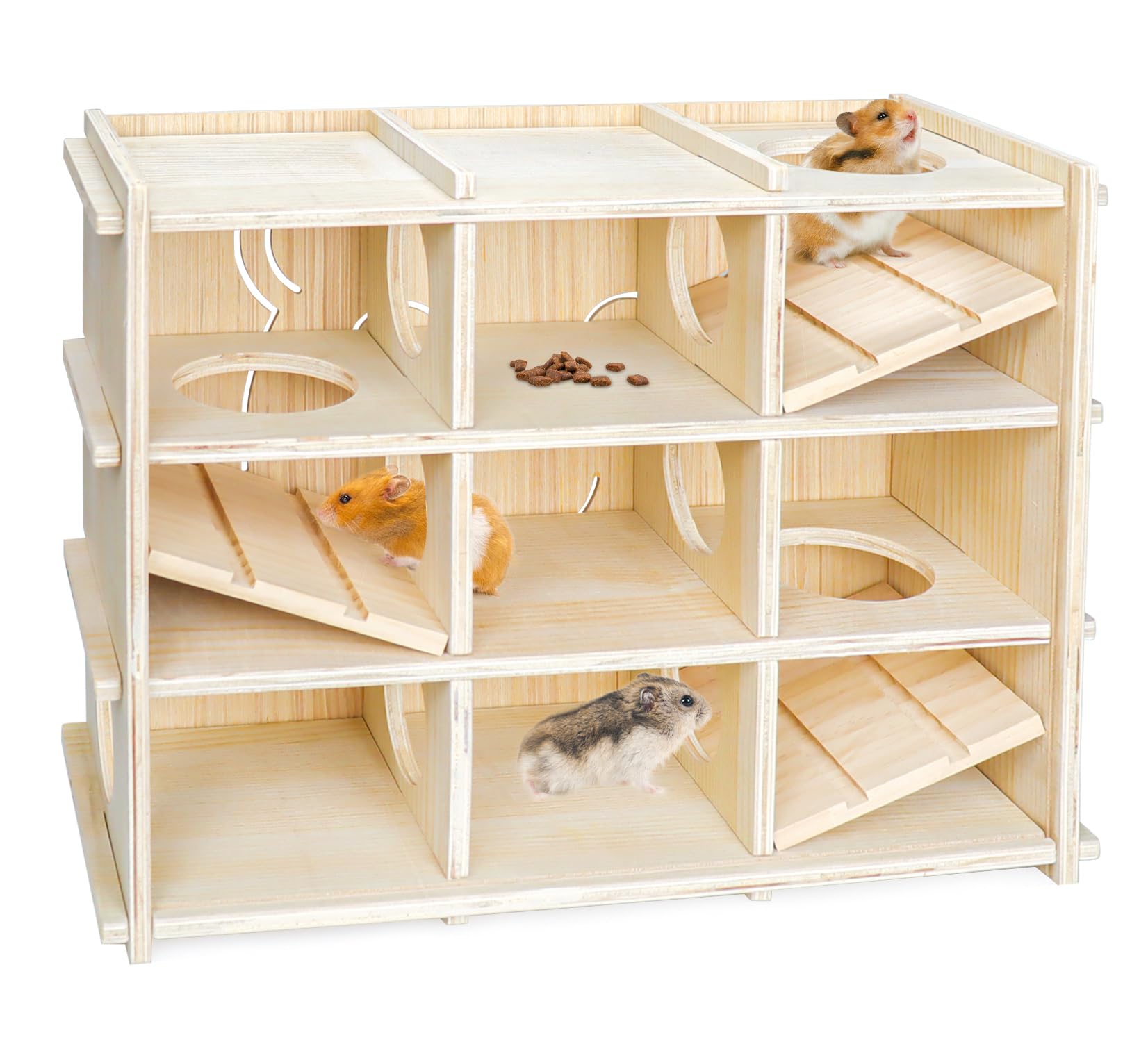 Multi-Chamber Hamster Adventure House with Tunnel for hamsters, rats and mice from Burrowly small pet supplies.