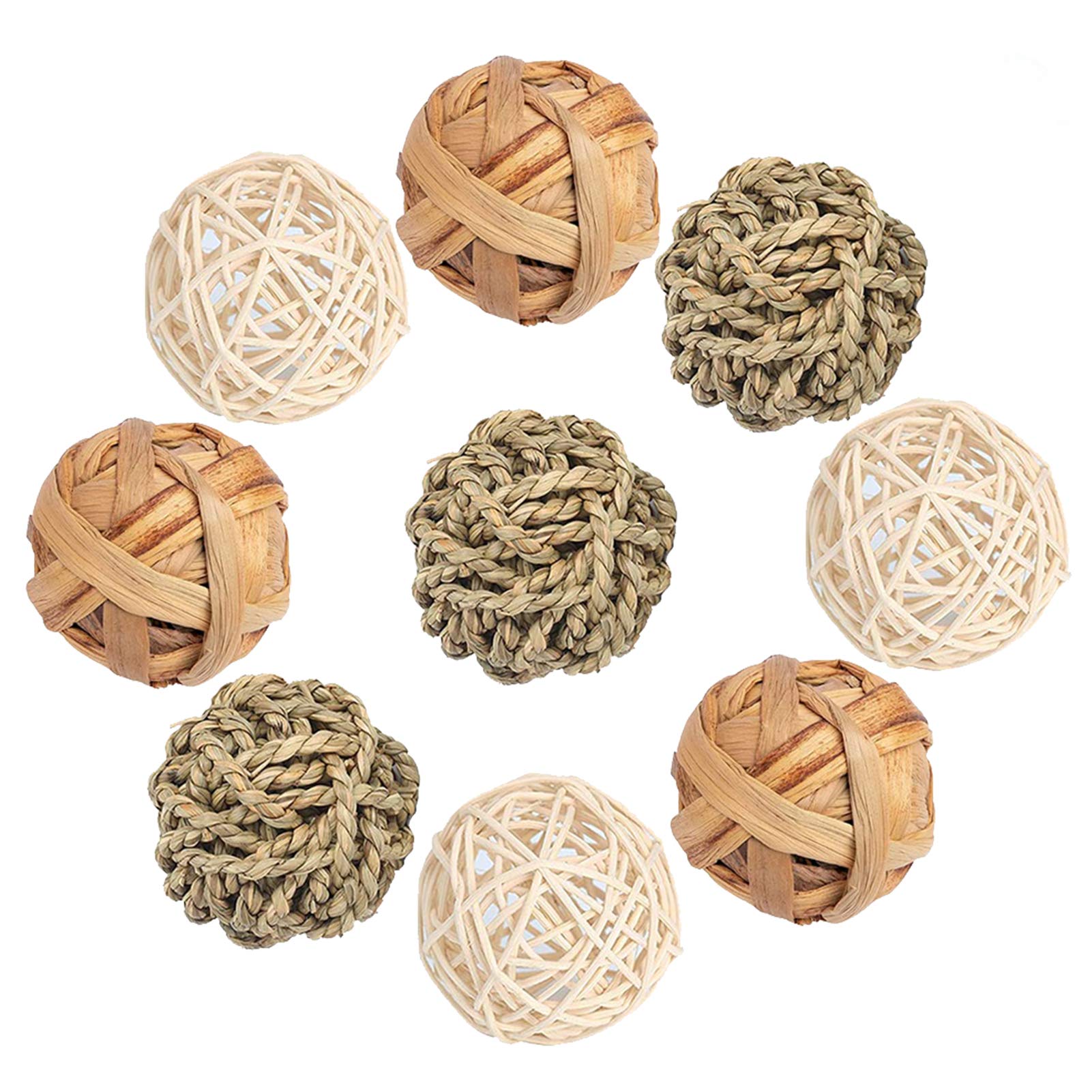 Natural Wood and Grass Chew Toy Set for Small Pets - 9 Pack for hamsters, guinea pigs, rabbits, chinchillas from Burrowl