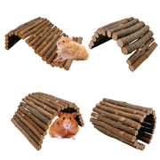 Natural Wooden Bridge Ladder Chew Toy for Small Pets - 4 Pack