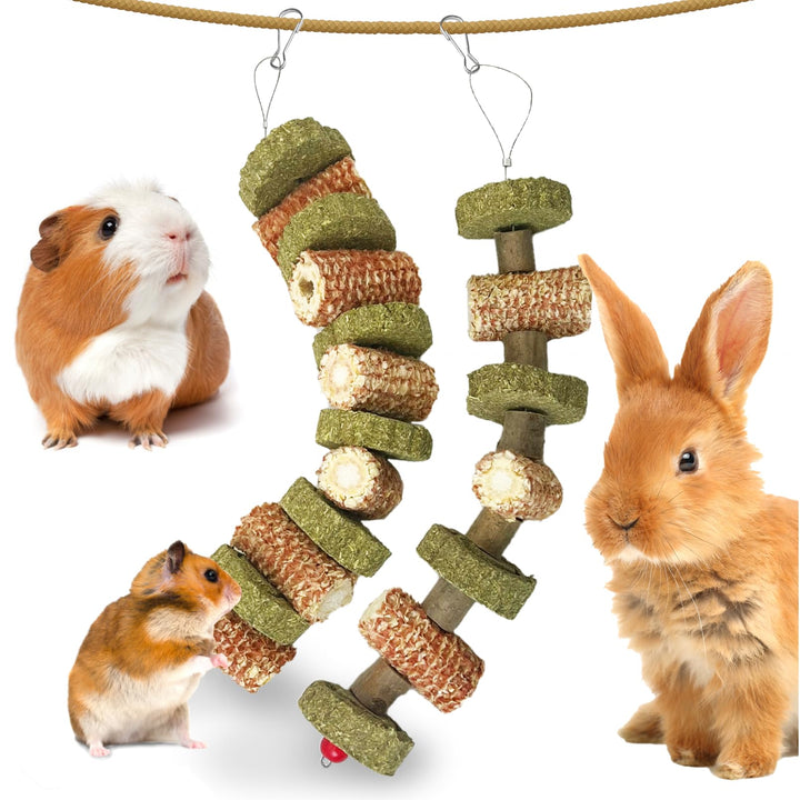 Natural Corncob Rabbit & Guinea Pig Chew Toys - 2 Pack