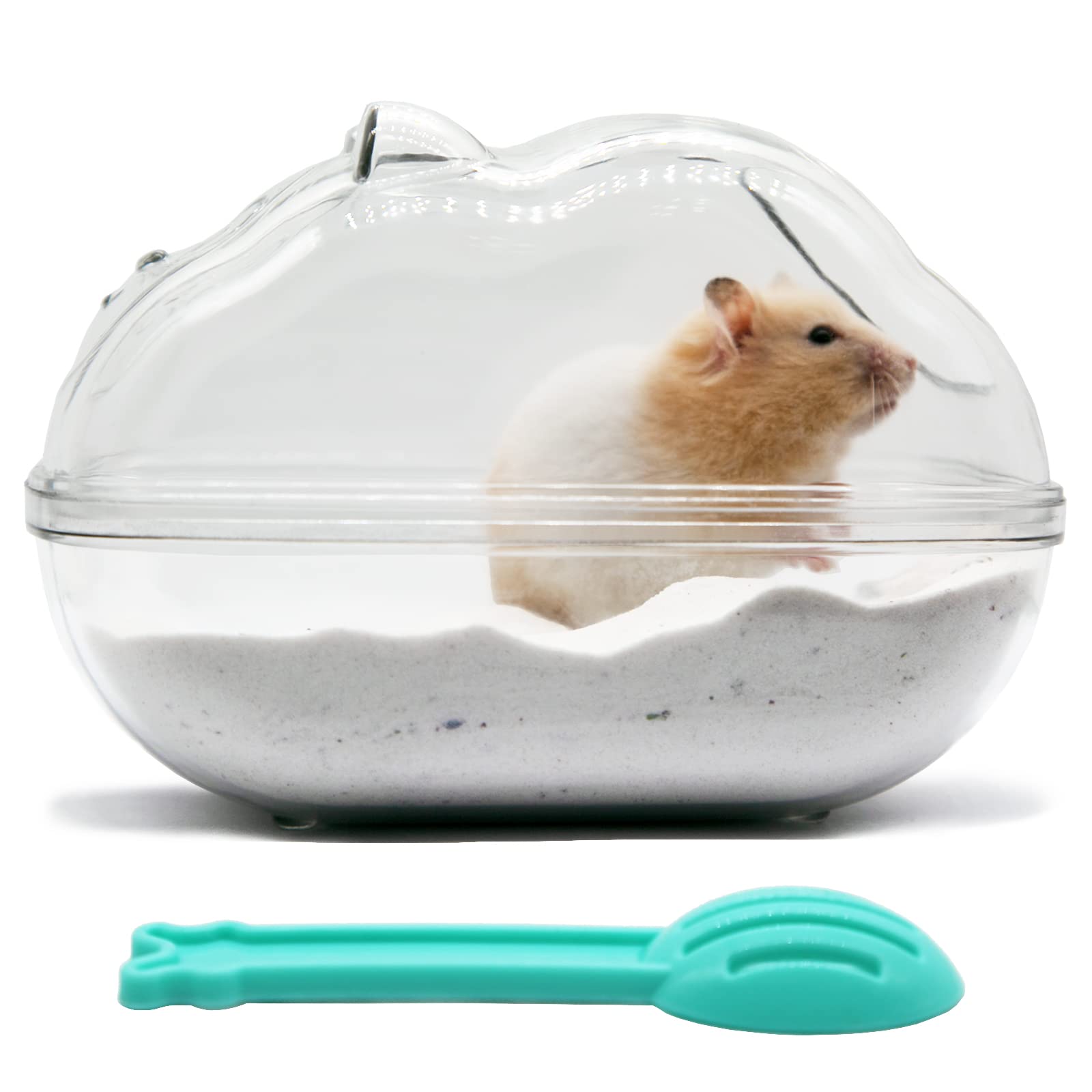 Large Hamster Sand Bath Box with Cleaning Scoop for hamsters, rats and mice from Burrowly small pet supplies.