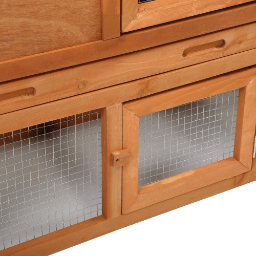 Large Wooden Rabbit Hutch with Tray and Ramp for rabbits from Burrowly small pet supplies.