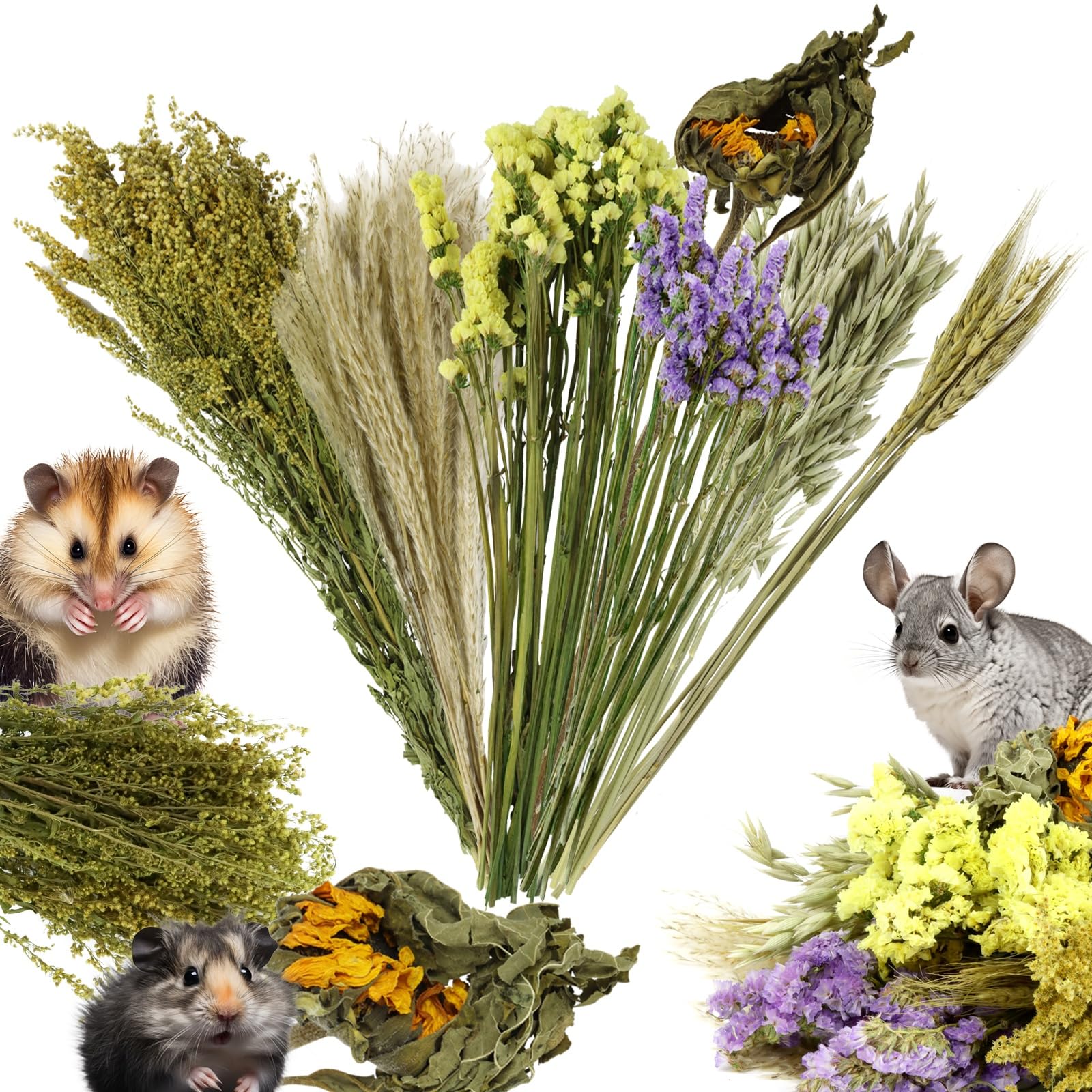 Natural Flower & Herb Hamster Bedding and Cage Decor Set