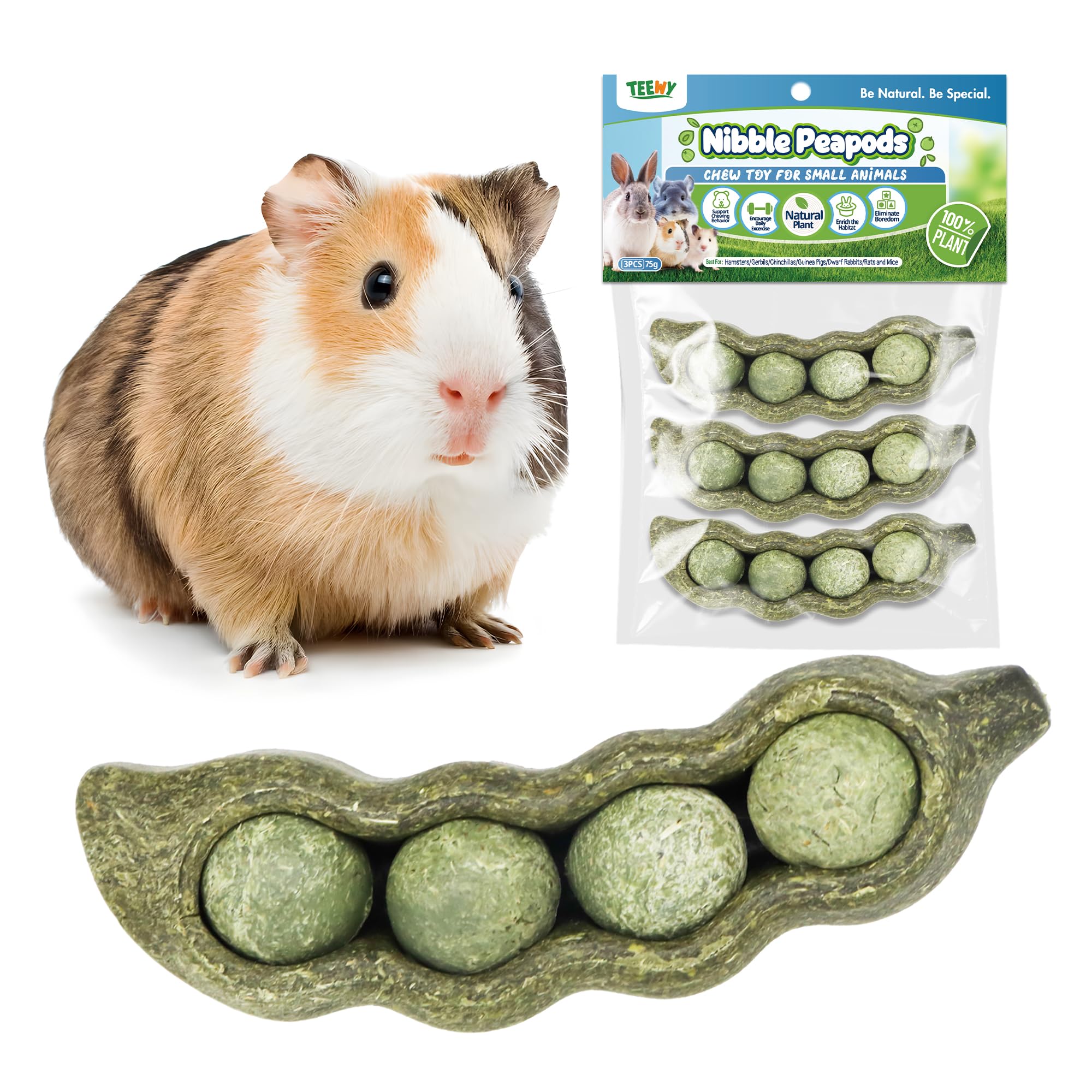 Peapod Chew Toys for Hamsters & Guinea Pigs - 3 Pack for small pets, selected by Burrowly for chewing and enrichment.