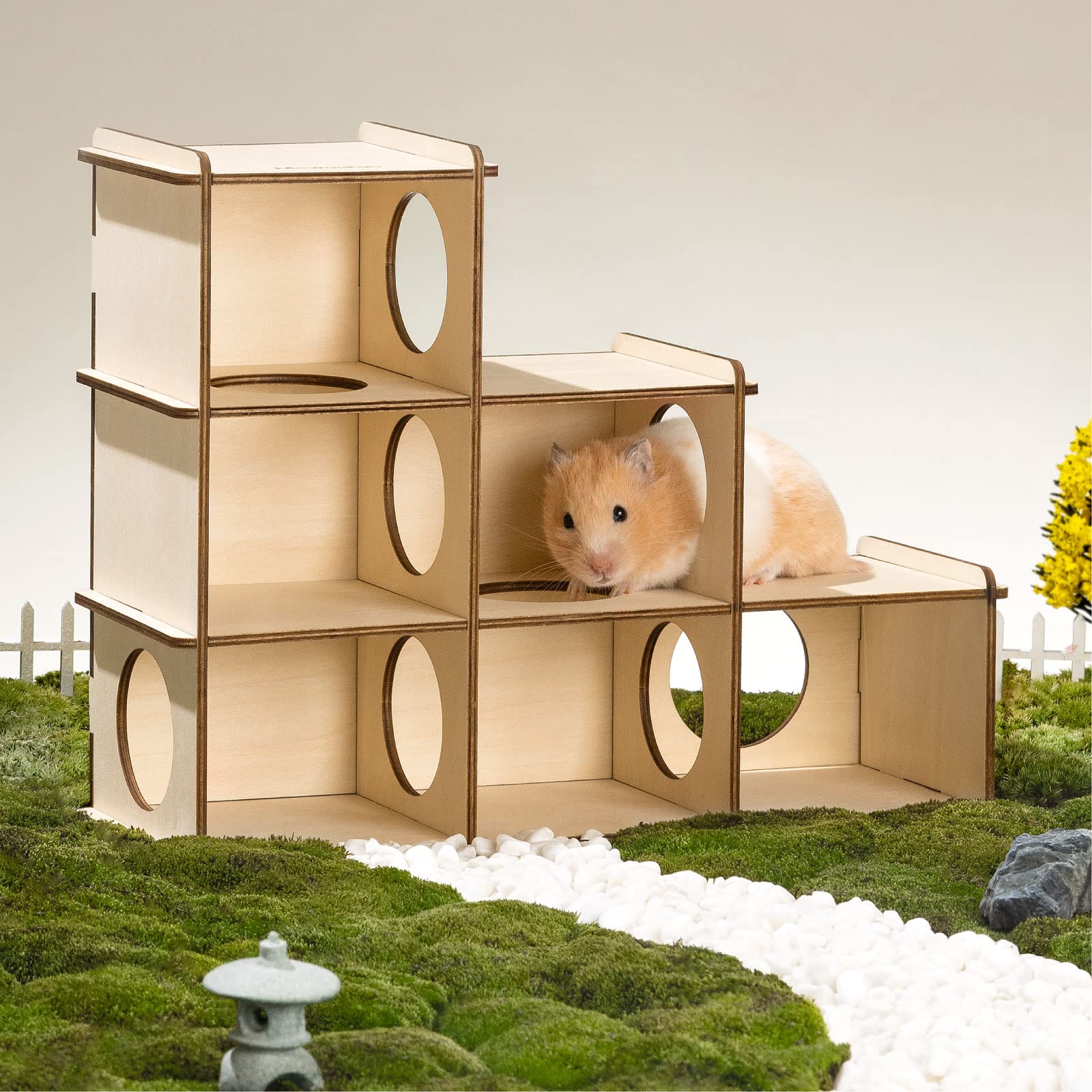 Multi-Chamber Hamster Hideout Maze House for hamsters, guinea pigs, chinchillas from Burrowly small pet supplies.