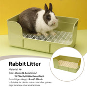 Anti splash rabbit litter box for small pet habitat cleaning from Burrowly.