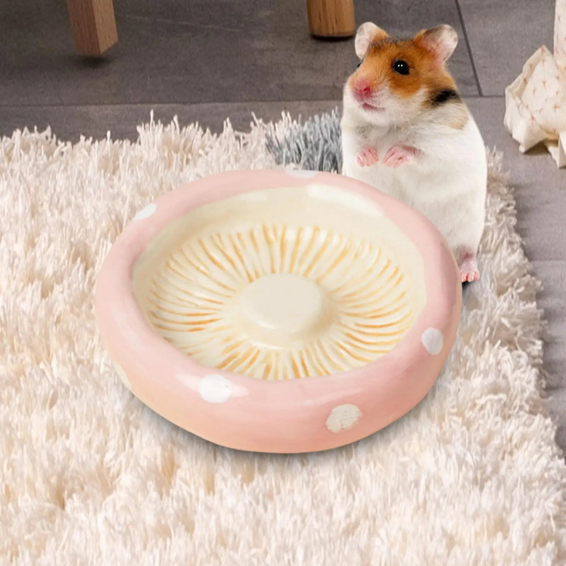 Ceramic Food Water Bowl Anti-tip Feeding Dish Durable Pet Drink Bowl for Hamster Chinchilla Ferret Small Pet Feeding Supplies