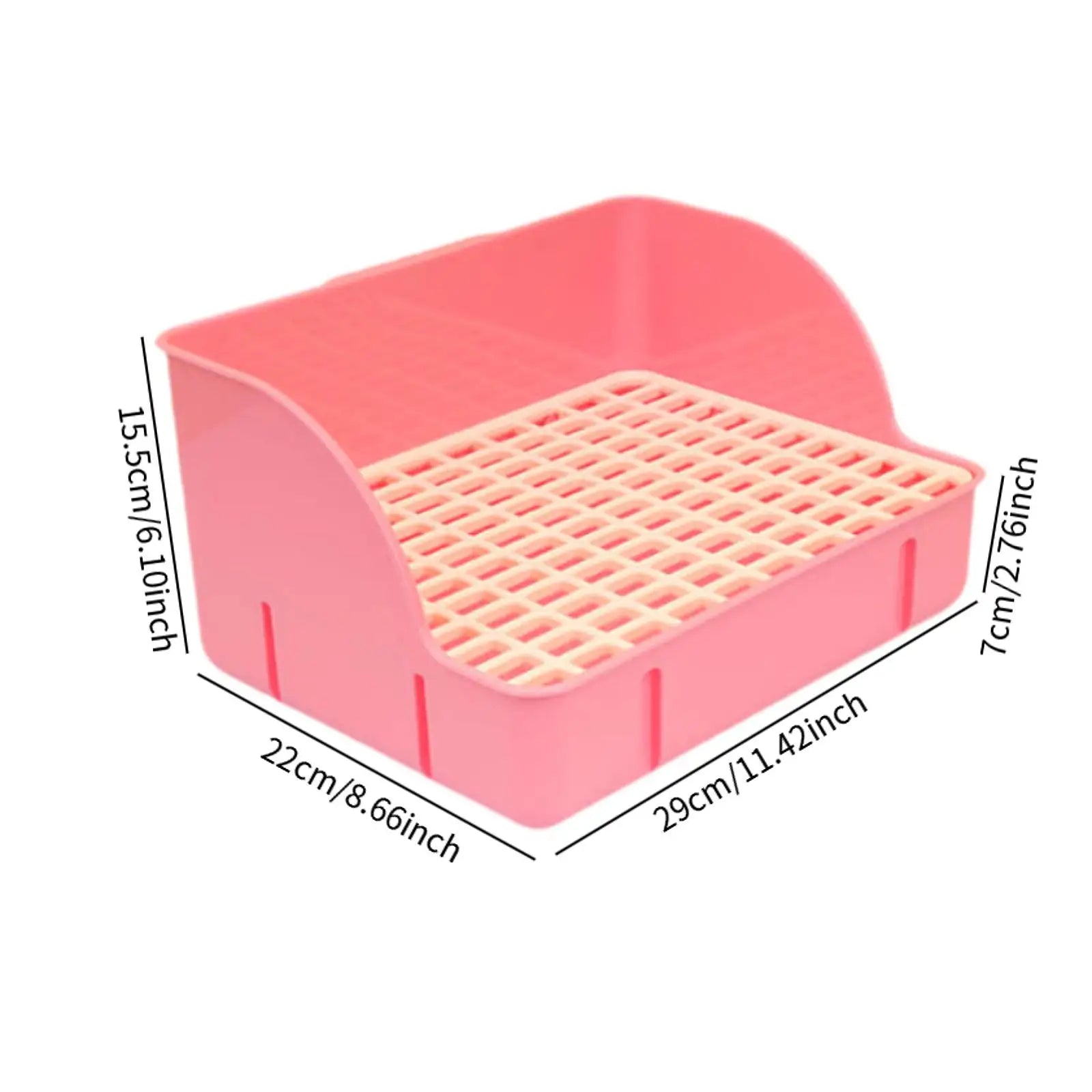 Bunny Corner Potty Trainer Tray for rabbits, ferrets, hamsters, and guinea pigs from Burrowly small pet supplies.