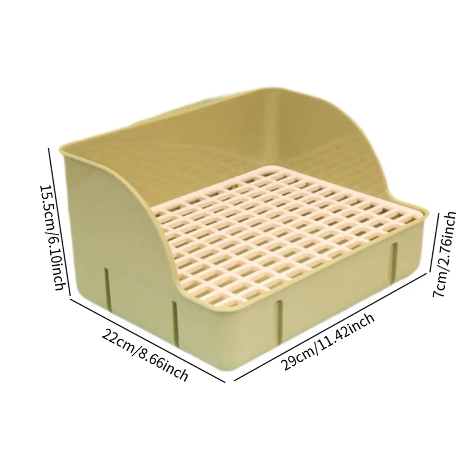 Bunny Corner Potty Trainer Tray for rabbits, ferrets, hamsters, and guinea pigs from Burrowly small pet supplies.