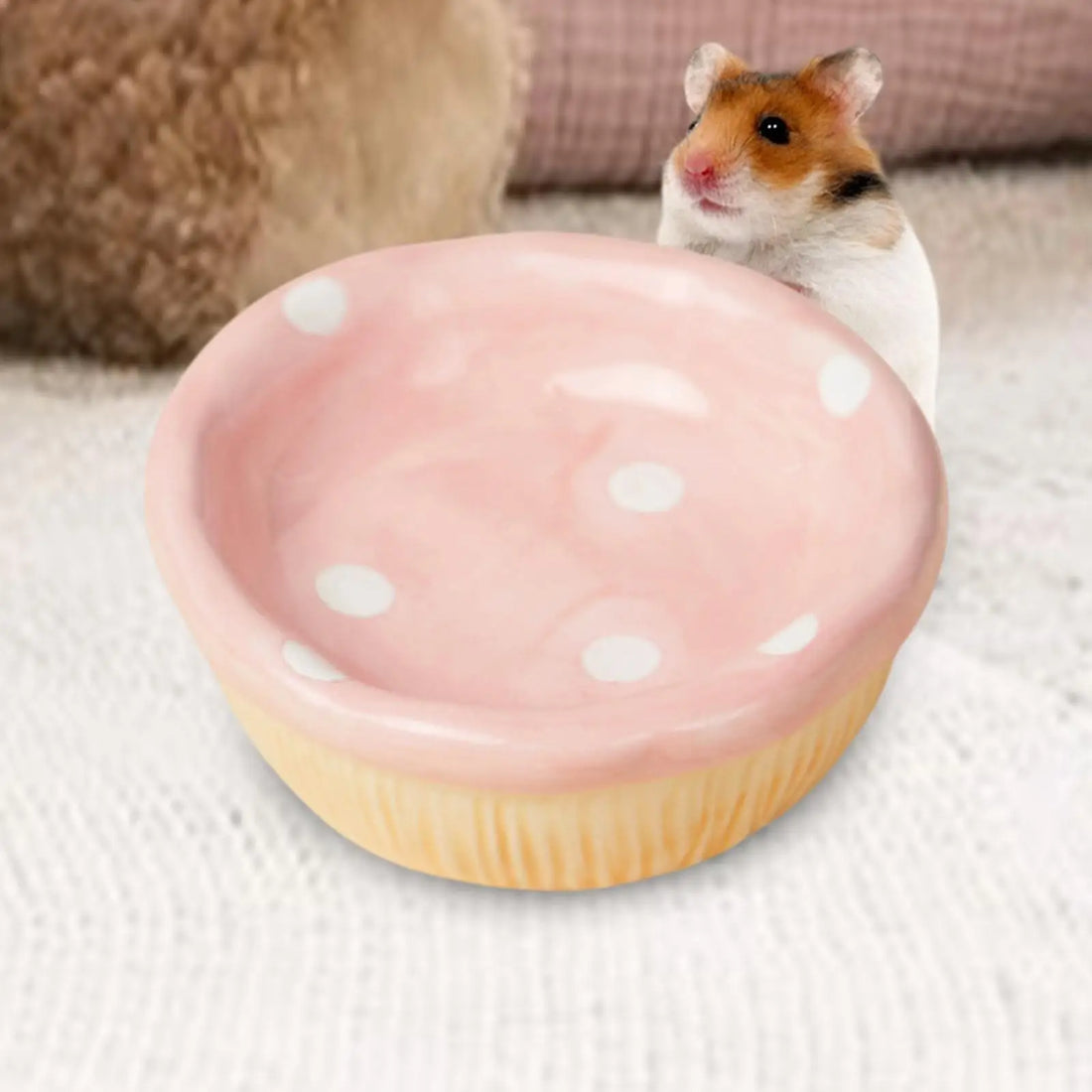Ceramic Food Water Bowl Anti-tip Feeding Dish Durable Pet Drink Bowl for Hamster Chinchilla Ferret Small Pet Feeding Supplies