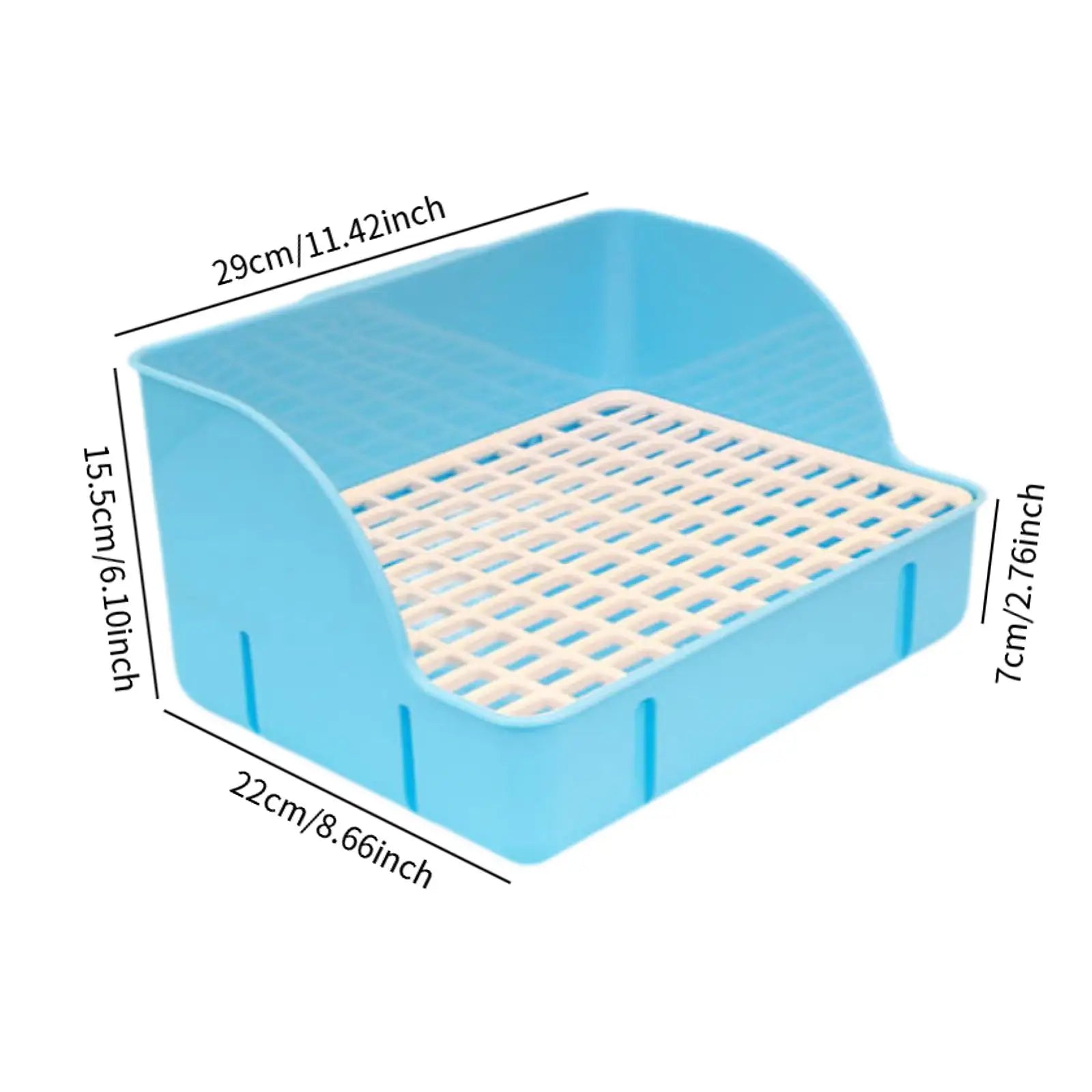 Bunny Corner Potty Trainer Tray for rabbits, ferrets, hamsters, and guinea pigs from Burrowly small pet supplies.