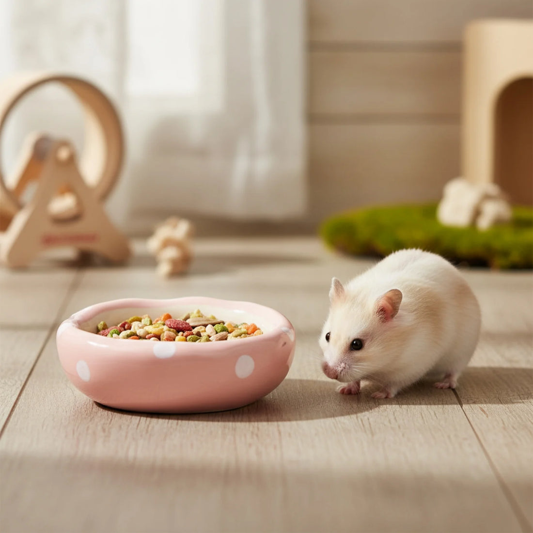 Ceramic Food Water Bowl Anti-tip Feeding Dish Durable Pet Drink Bowl for Hamster Chinchilla Ferret Small Pet Feeding Supplies