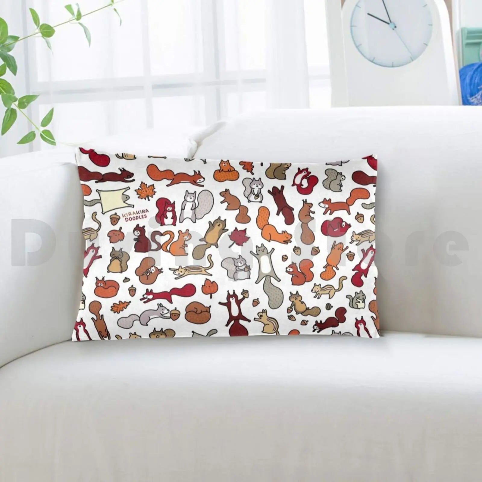 Squirrels In Fall Doodle Pillow Case 1335 Kawaii Cute Squirrel Squirrels Doodle Chipmunk Flying