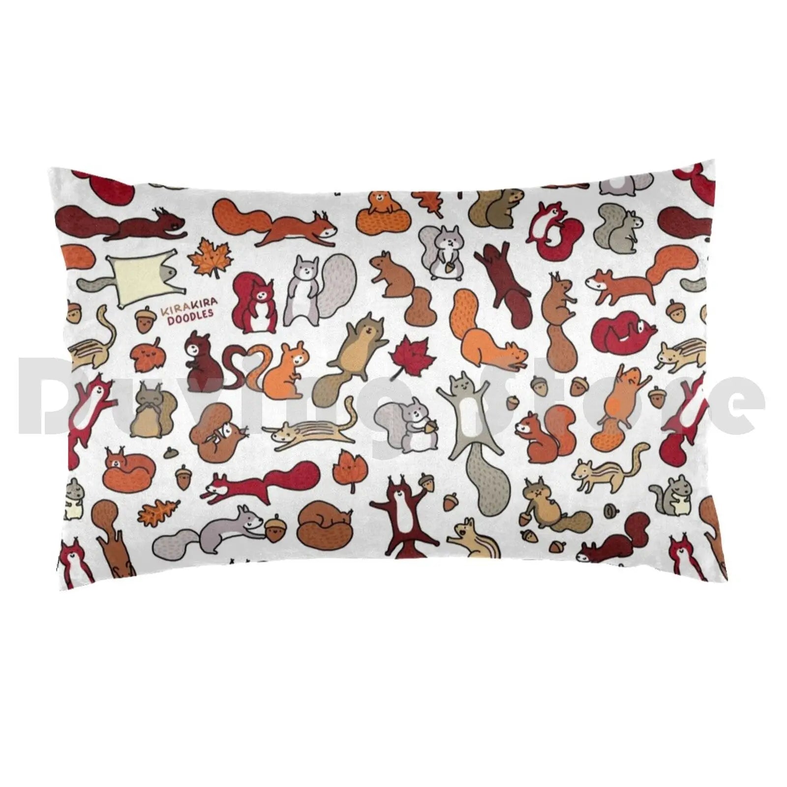 Squirrels In Fall Doodle Pillow Case 1335 Kawaii Cute Squirrel Squirrels Doodle Chipmunk Flying
