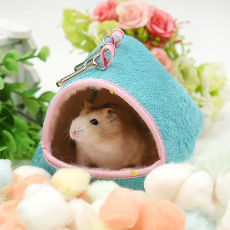 Cotton hanging house hammock for hamster and small rodent comfort from Burrowly.
