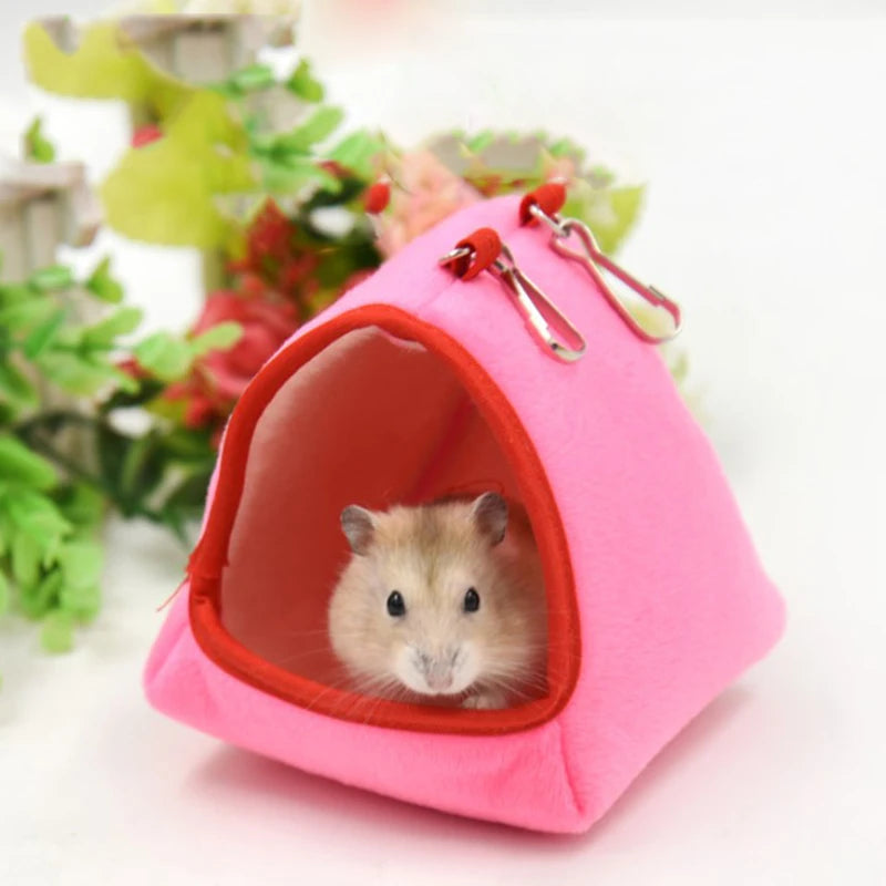 Cotton hanging house hammock for hamster and small rodent comfort from Burrowly.