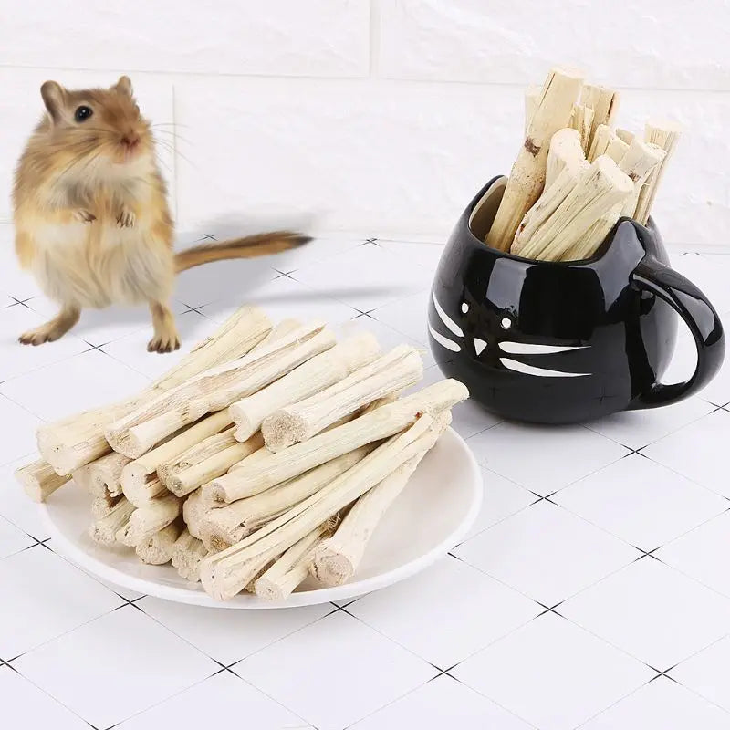 Sweet Bamboo Chew Sticks for Small Pets for hamsters, chinchillas, rabbits, and rats from Burrowly small pet supplies.