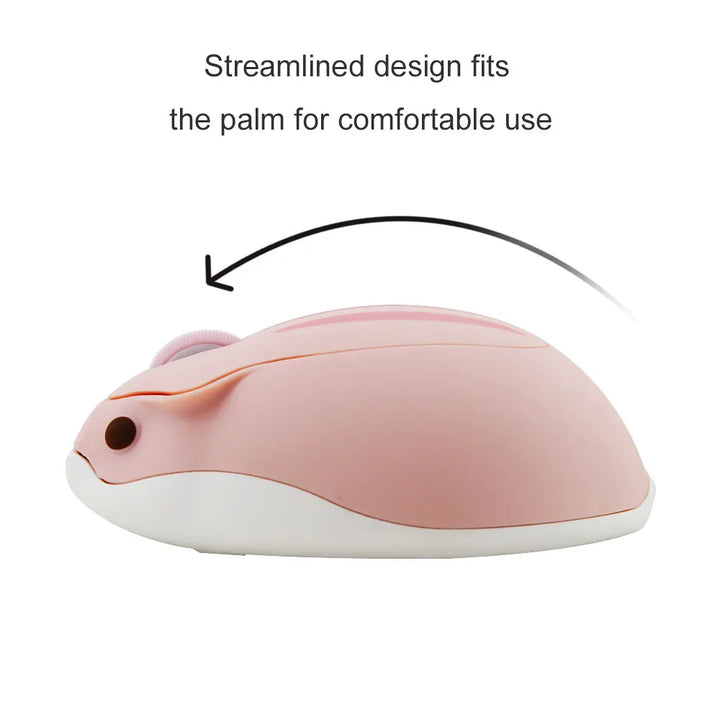 2.4GHz Pink Wireless Mouse 1200DPI Ergonomic Optical USB Mouse Cute Hamster Shape Mice For Kids Laptop PC Gifts with Mouse Pad