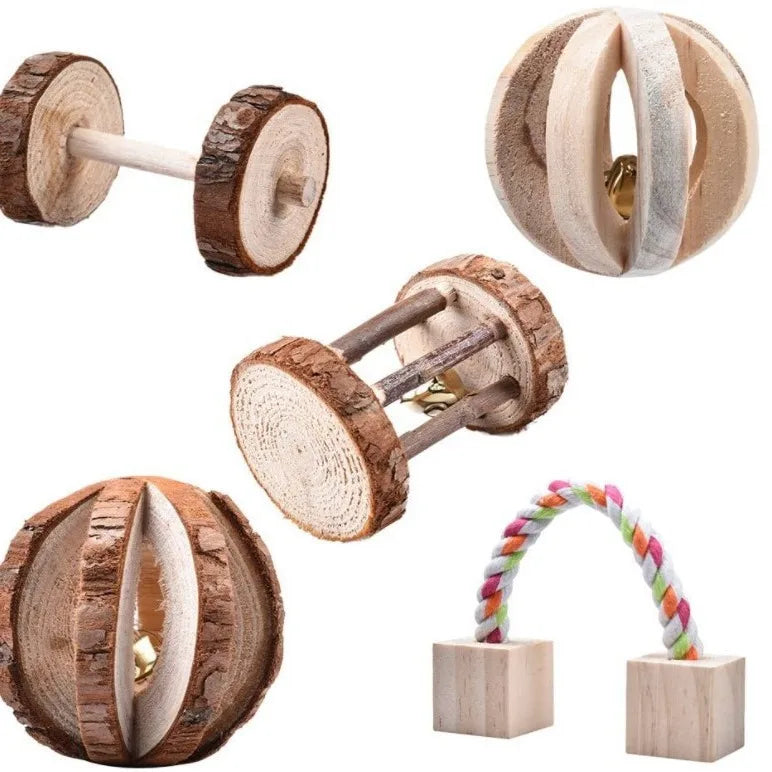 Small Pet Chew Toy Variety Set for guinea pigs, rabbits, hamsters, and rats from Burrowly small pet supplies.