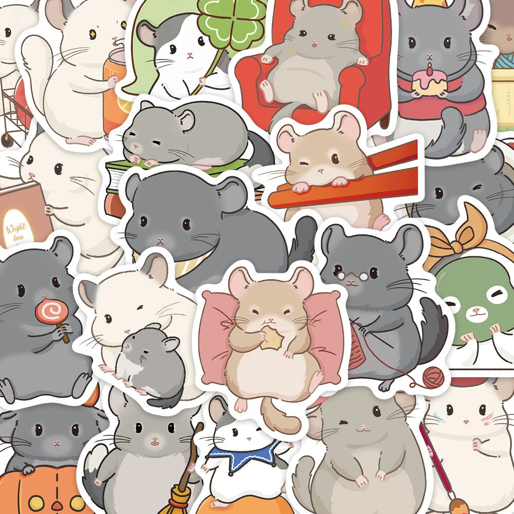 10/30/50pcs Kawaii Cute Cartoon Chinchilla Stickers Funny Creative Graffiti Sticker Skateboard Phone Suitcase Decals Decoration
