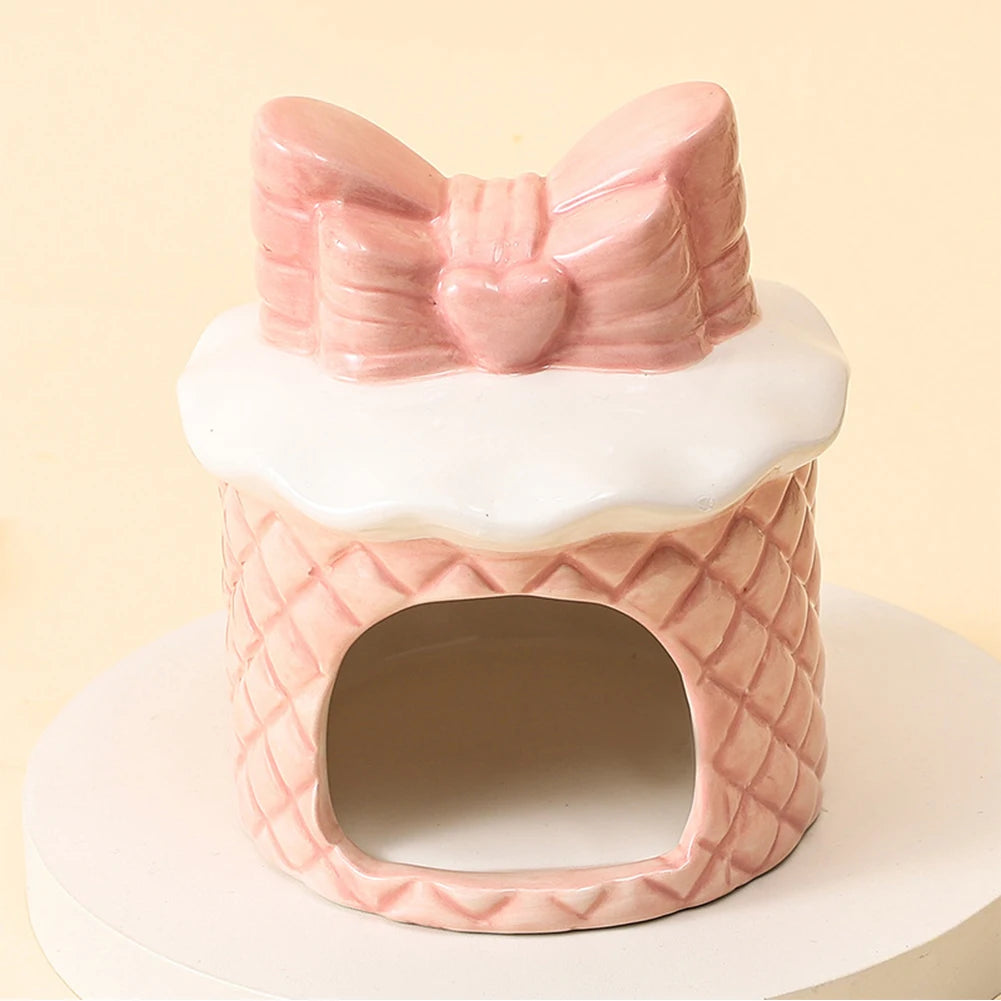 Ceramic Hamster House for Small Animals Outdoor Mushroom Cave Small Animal