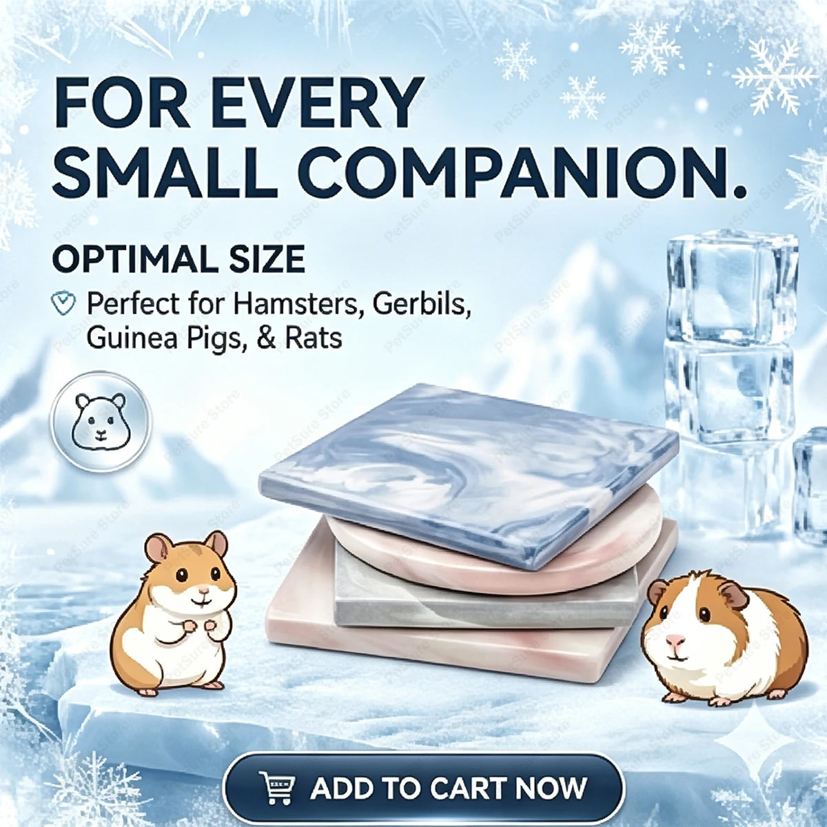 Hamster Ceramic Cooling Board Mat for Cage Ice Board Summer Cooling Supplies for Small Pets Hamster Cool Granite Stone 9 x 9 cm