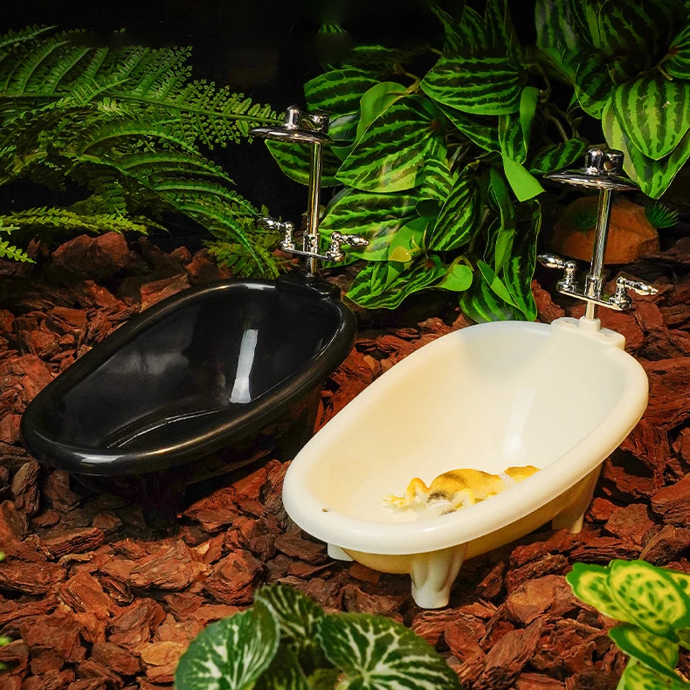 1 PC Miniature Pet Bathtub Simulation Shower Toy for Hamster Lizard Gecko Bird Terrarium Habitat Decor Cage Water Feeding Clean