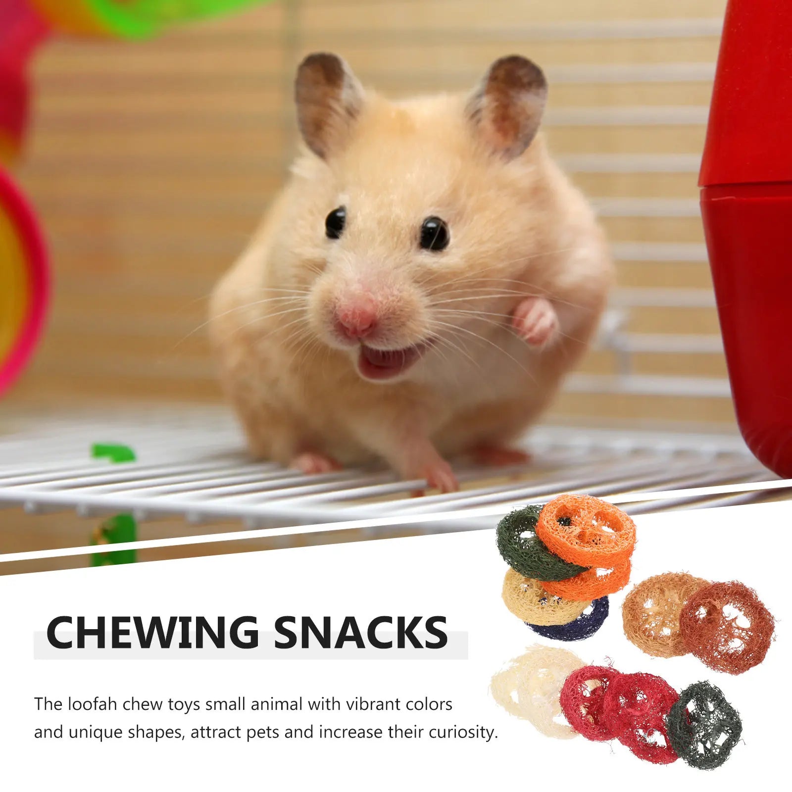 12Pcs Loofah Chew Small Animal Supplies for Rabbits Hamsters Guinea Pigs Chinchillas Dental Care Teeth Grinding Chews
