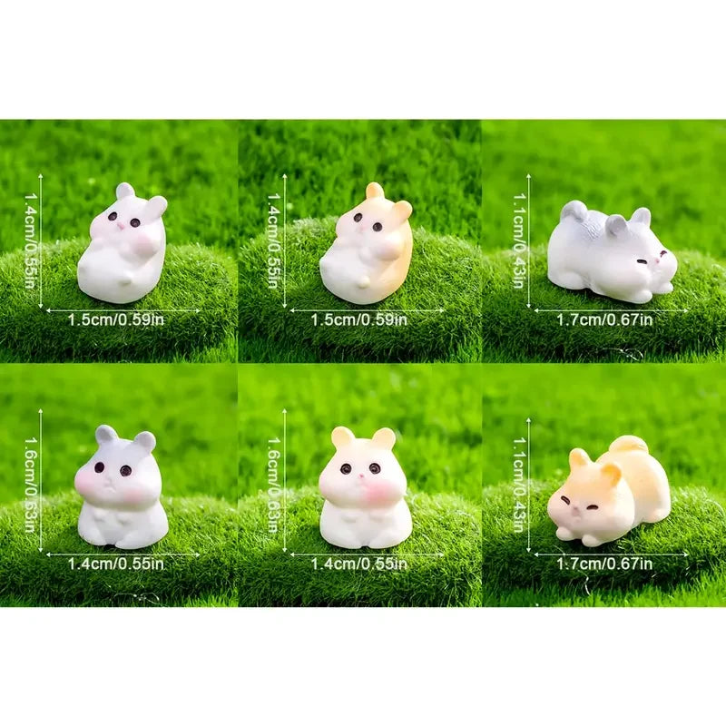 5/10pcs Mini Cute Hamster Figurines, Resin-Made Animal Miniatures for DIY Craft, Garden Micro Landscaping and Home Decoration