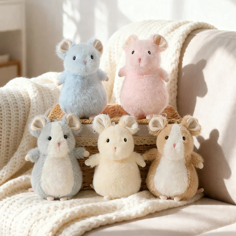Cute White Baby Hamster Plush Toy Adorable Pet Degu Stuffed Animal Soft Doll Mouse Plushie For Girl Boy