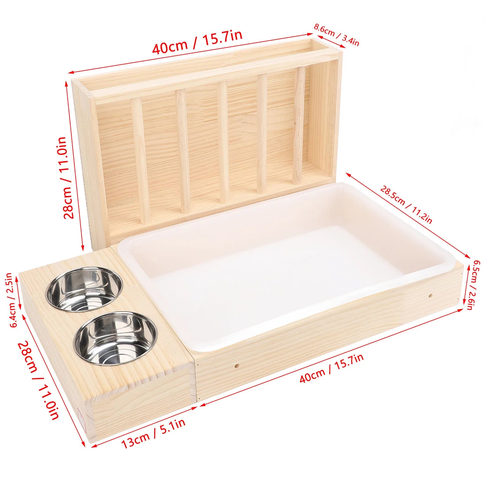 Rabbit Hay Feeder Easy to Assemble Mess Proof Wooden Food Feeding Manger
