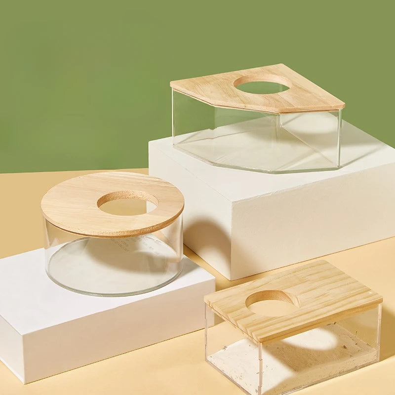 Creative Hamster Bath Room Bathing Room Sandbox Fully Transparent Large Toilet Dual Purpose Urine Basin Golden Bear Supplies