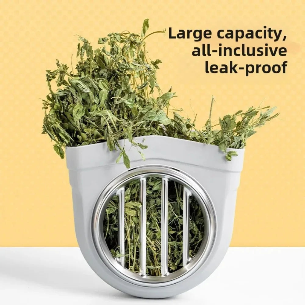 Small Animal Hay Feeder Chew-proof Abs Stainless Steel Grid Alfalfa Rack