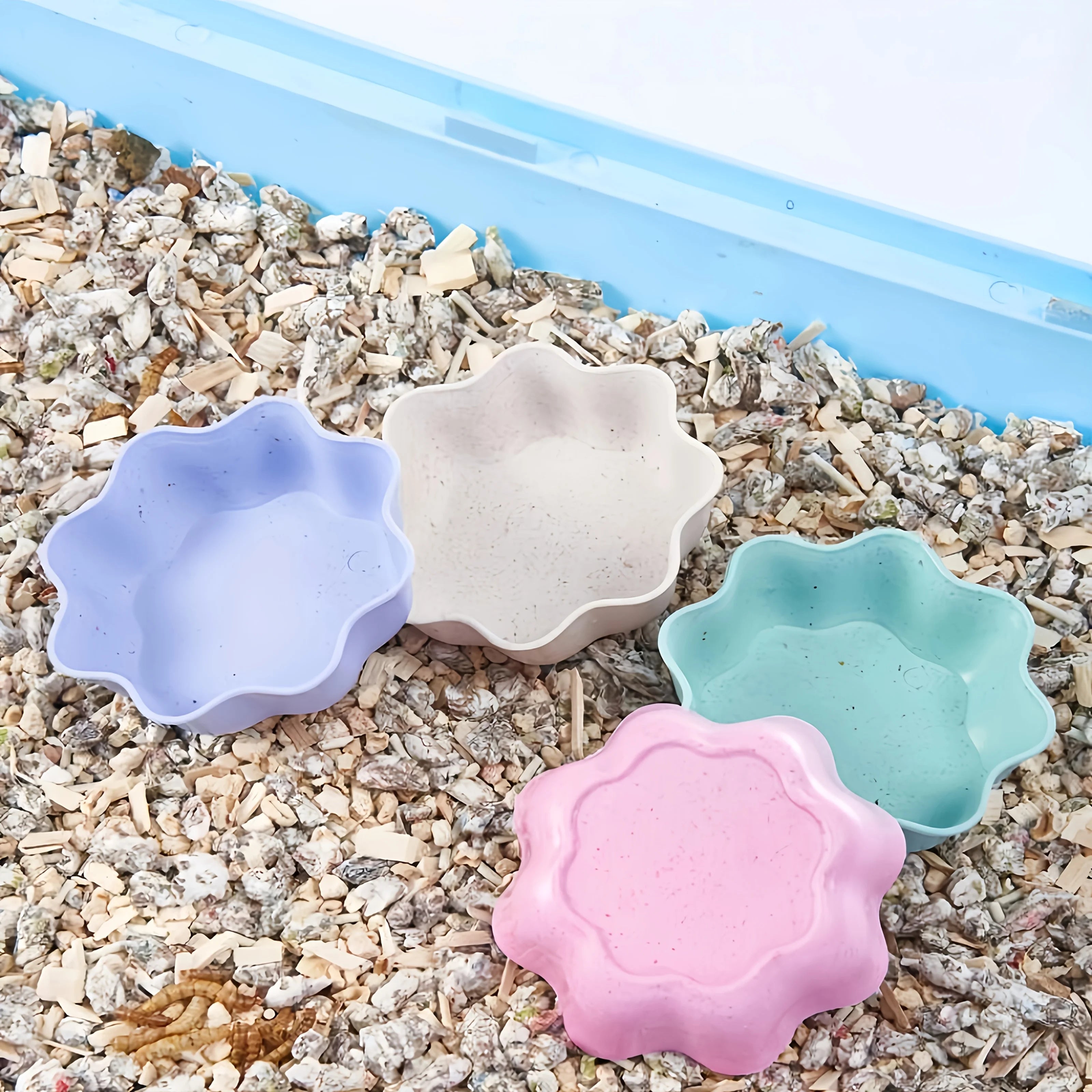 Flower mini bowl set for hamster and gerbil feeding from Burrowly.