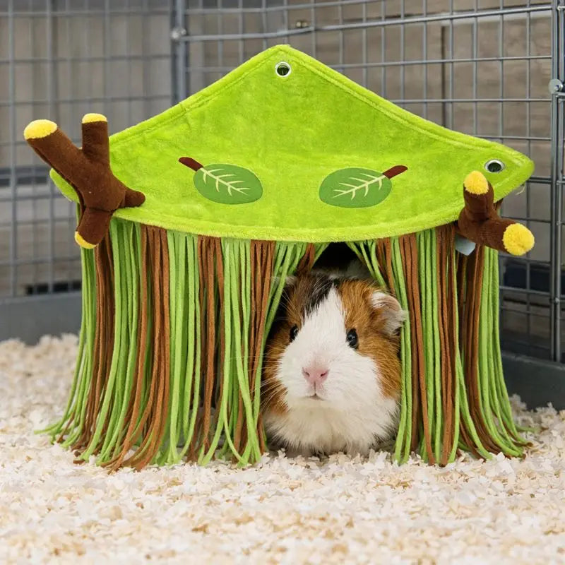 Pet Hammock Tassel Escape Room Swing Tree Stump Style Roof Summer Porcupine Chinchilla Hamster Reclimbable Pet bed