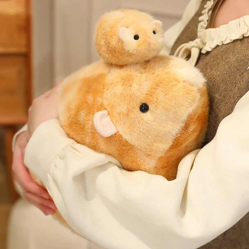 Cute Soft Golden Hamster Plush Toy Stuffed Animal Small Pet Plushie Squishy Huggable Gift for Kids Hamster Lovers