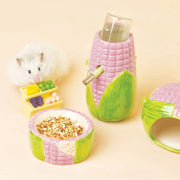 Corn Ceramic Hamster Hideout and Feeder from Burrowly for bowls & bottles and small pet care.