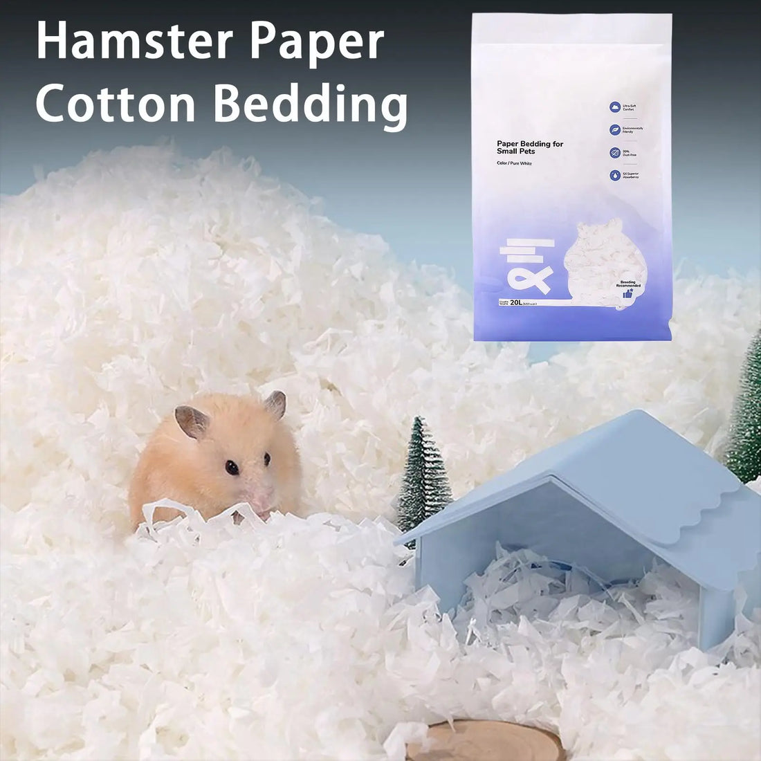 Small Animal Bedding Hamster Paper Cotton Bedding Odor Control Water Absorption Cage Decoration Rabbits Supplies for Outdoor