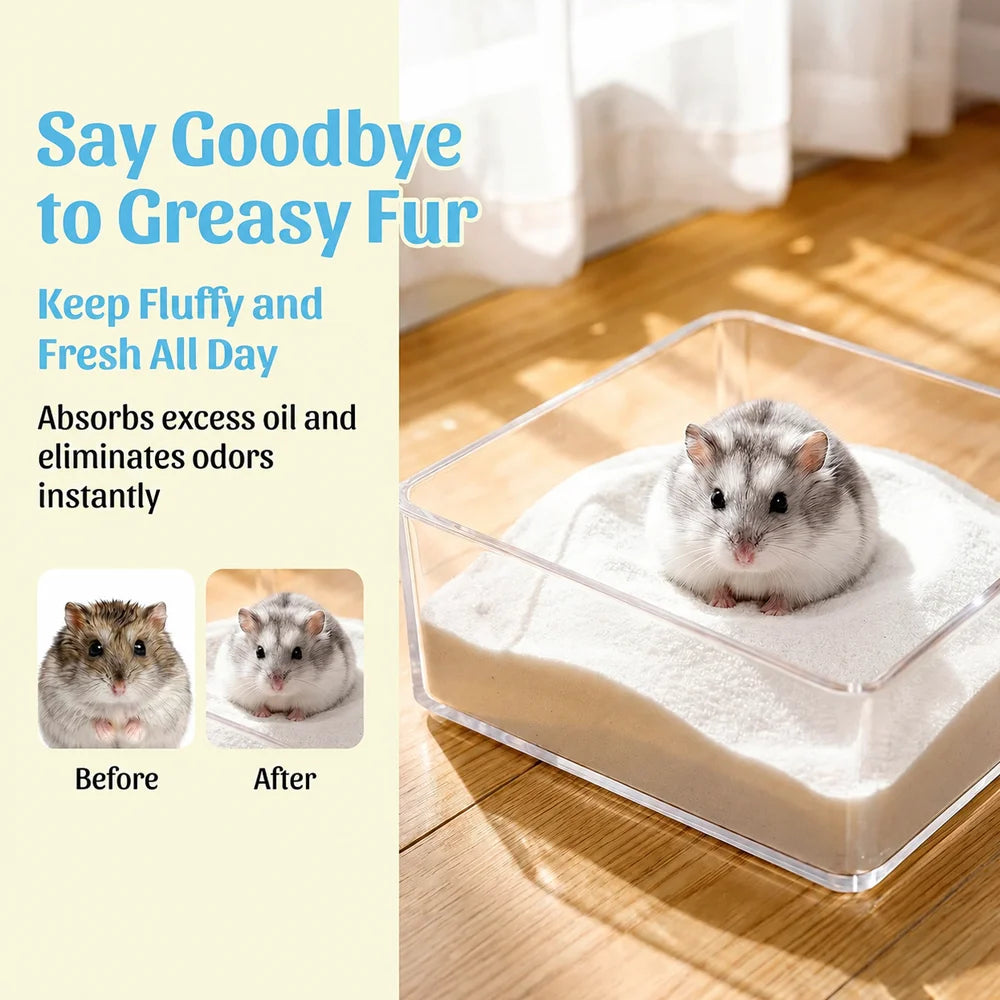 Hamster Bath Dust Sand Deodorizing Urine Sand for Chinchilla Gerbil Small Pet ToiletOdor Control Bedding Soft Safe Natural