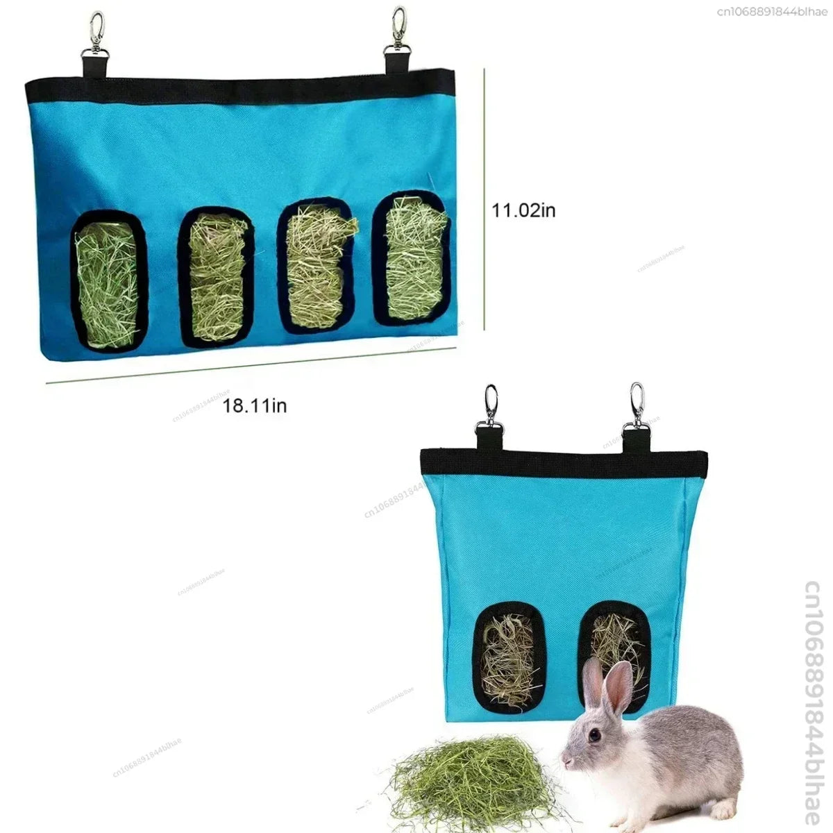 Hanging hay feeder bag for guinea pigs and rabbits from Burrowly.