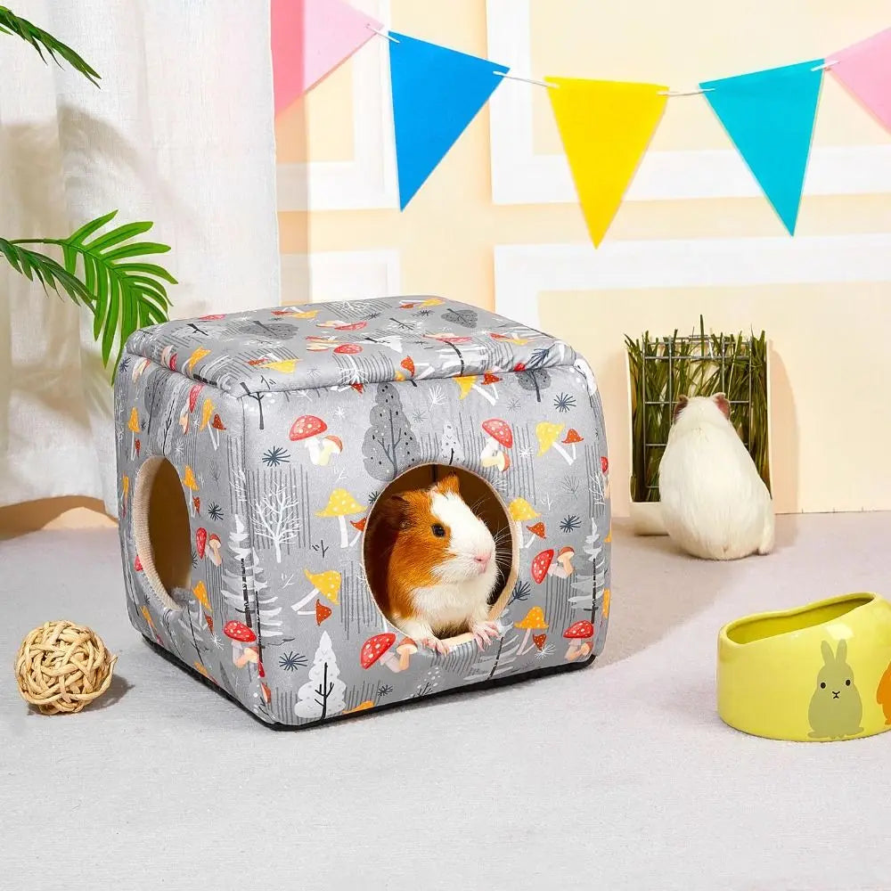 Cozy Washable Guinea Pig Hideout with Cushion Large Size Small Pet Bed