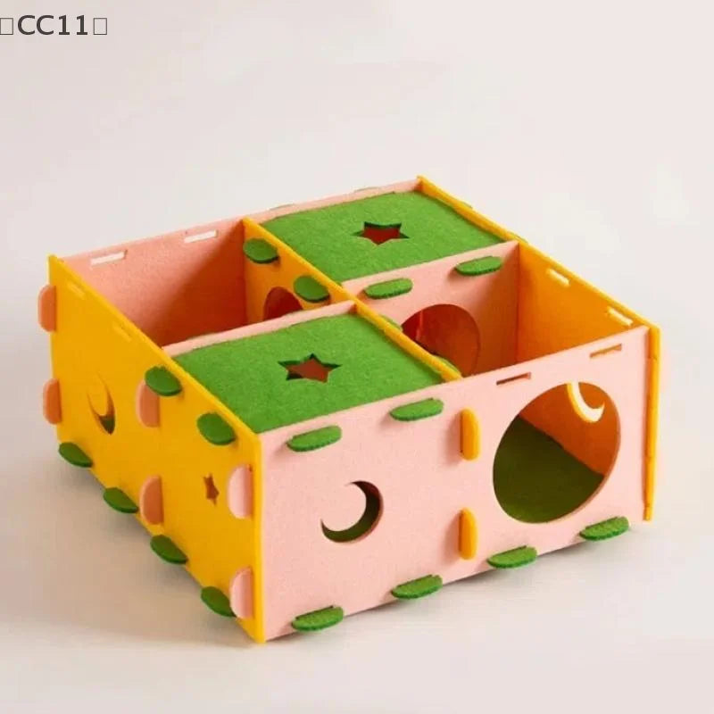 〔CC11〕Removable Felt Maze Hide Nest Hamster Passage Little Pet Nest Sugar Glider Hamster Golden Bear Pet Toy Indoor Pet Supplies