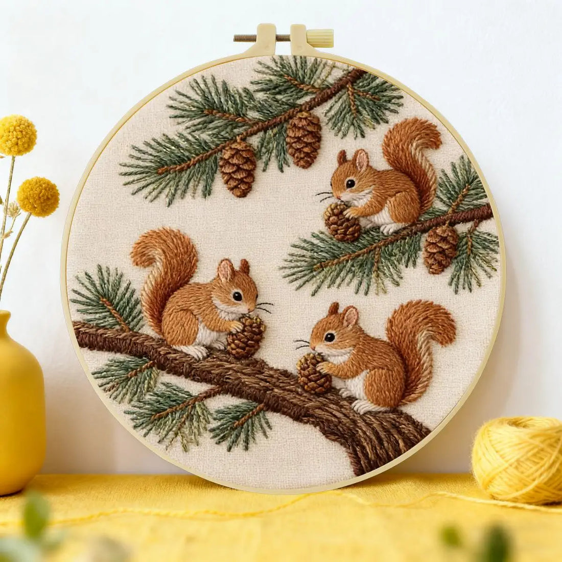 1pc 20X20CM/15X15CM 7.87/6.3inch Animal - Squirrel Embroidery Starter Kit DIY kit DIY embroidery kit manualidades Craft Painting