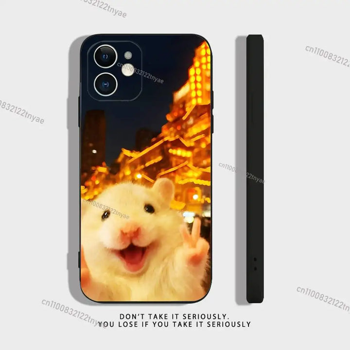 Cute M-Mouse Rat Hamster Phone Case For iPhone 17,16,15,14,13,12,11,X,XR,XS,Plus,Mini,Pro,Max Soft black Shockproof Cover