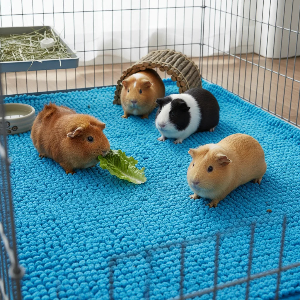 Chenille Fleece Cage Liner for Small Pets for guinea pigs, rabbits, and hamsters from Burrowly small pet supplies.