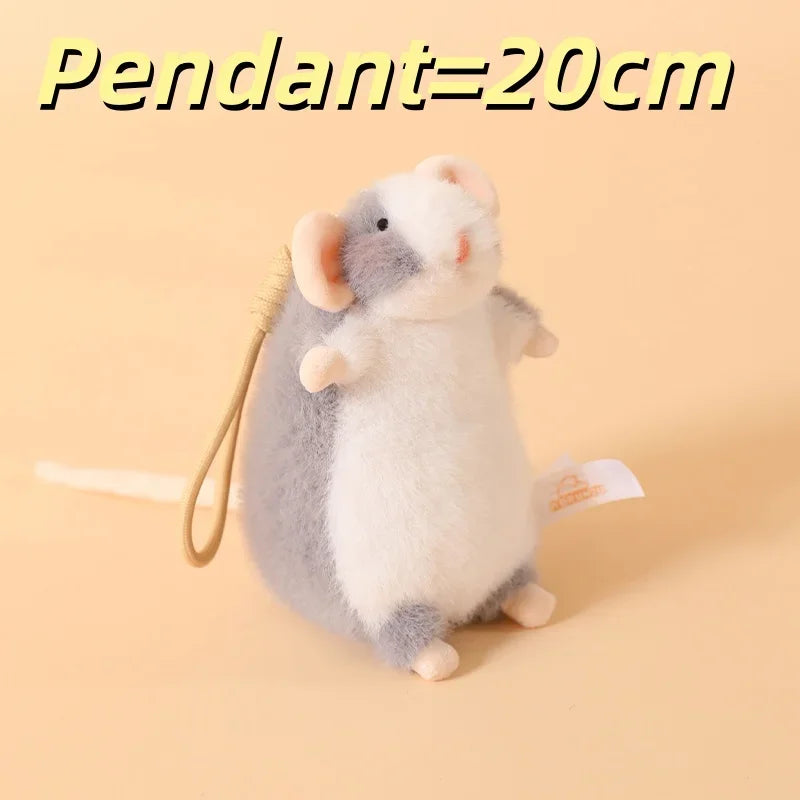 Cute Mouse Plush Toy Soft Furry Grey Pet Fancy Rat Stuffed Animal Doll Kawaii Mouse Plushie Bag Charm Home Decor Birthday Gift