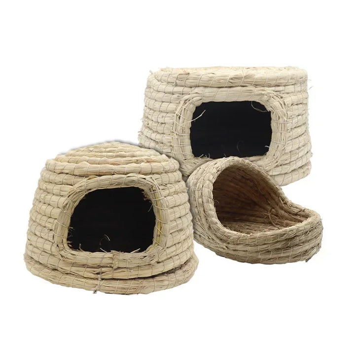 Natural Straw Woven Grass Bed for Small Pets for rabbits, hamsters, chinchillas, and mice from Burrowly small pet supplies.